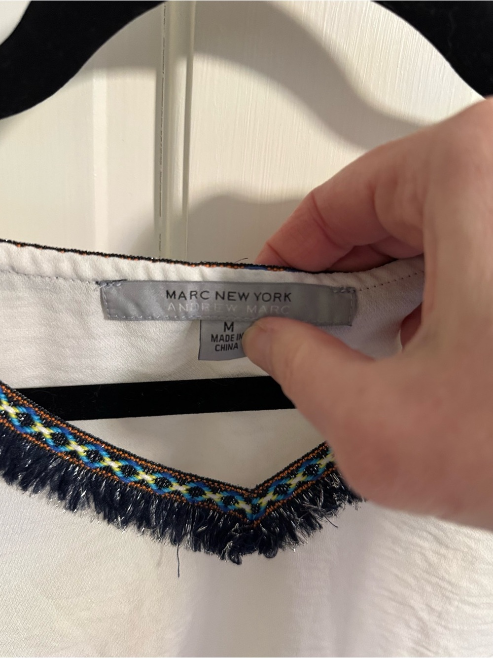 Marc New York White Cold-Shoulder V-Neck Top with Embroidered Trim - Picture 4 of 5